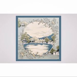 🆕 bule chinese painting square scarf/wrap